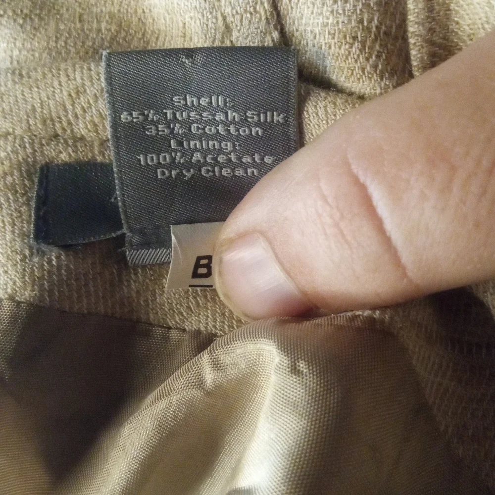 Ann Taylor Khaki Tweed Feel Tussah Silk Cotton Blend Pencil Skirt Pockets 8P